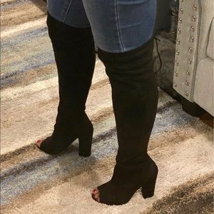 Steve Madden Peep Toe Thigh Boots Size 9.5